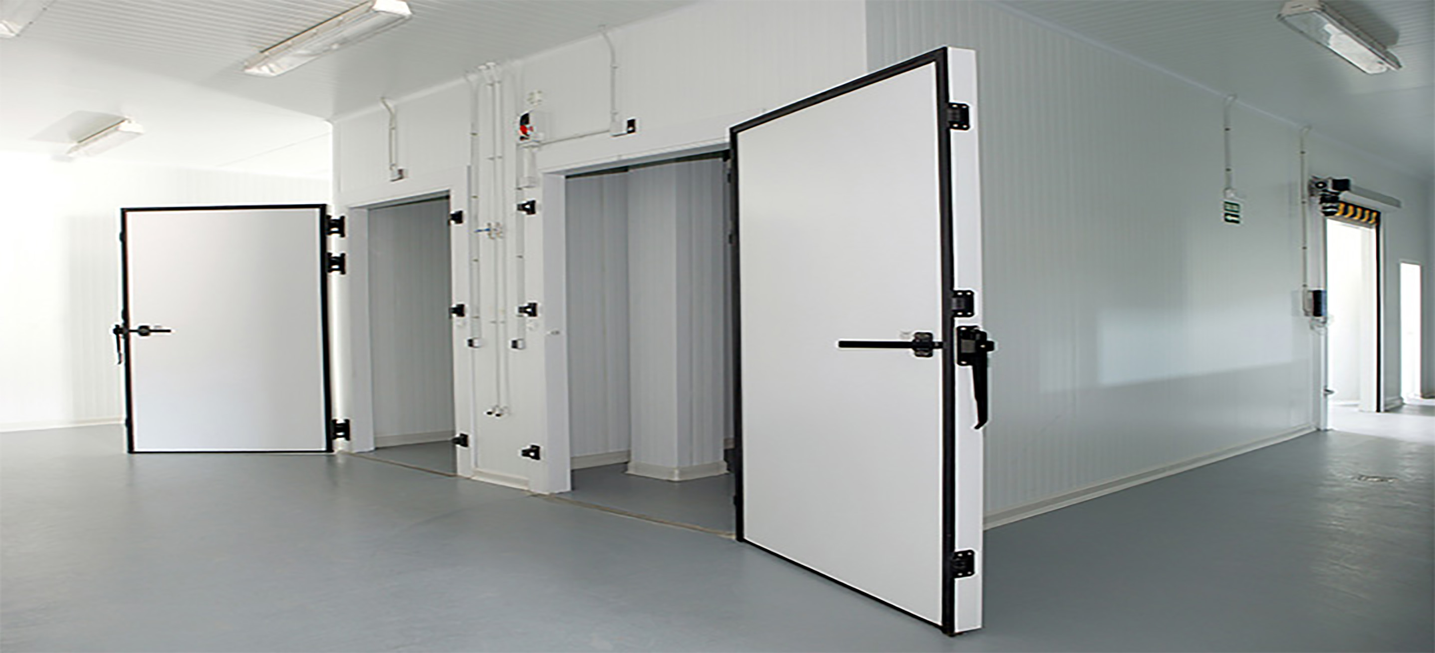 Two large cold room doors opened wide